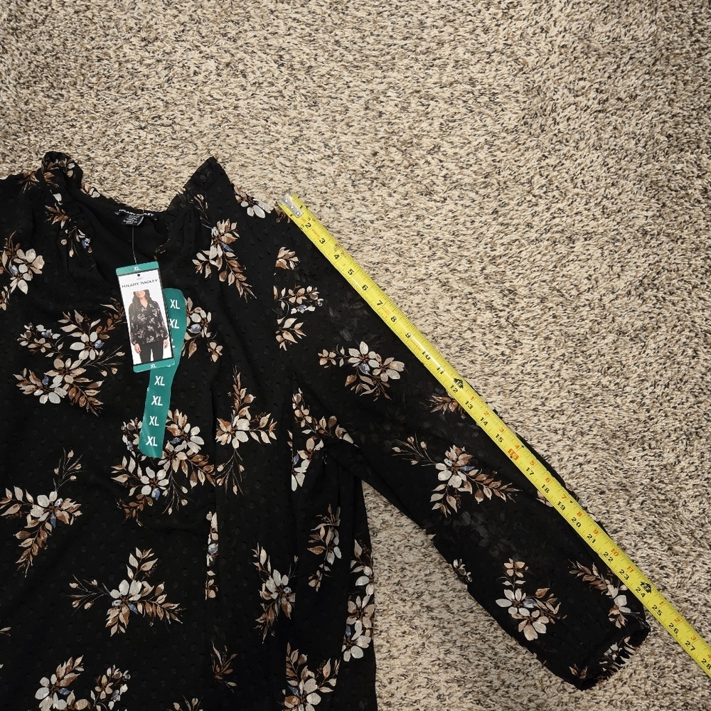 Hilary Radley Women's Floral Print Blouse Black Size XL - Picture 11 of 11